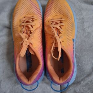 Hoka Orange and Purple Athletic Shoes